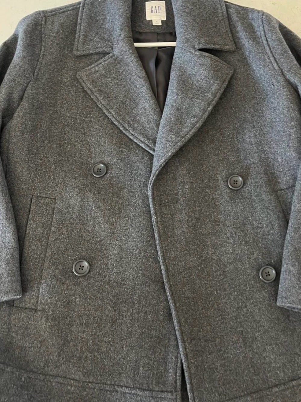 GAP Women’s Charcoal Double-Breasted Classic Wool Peacoat
